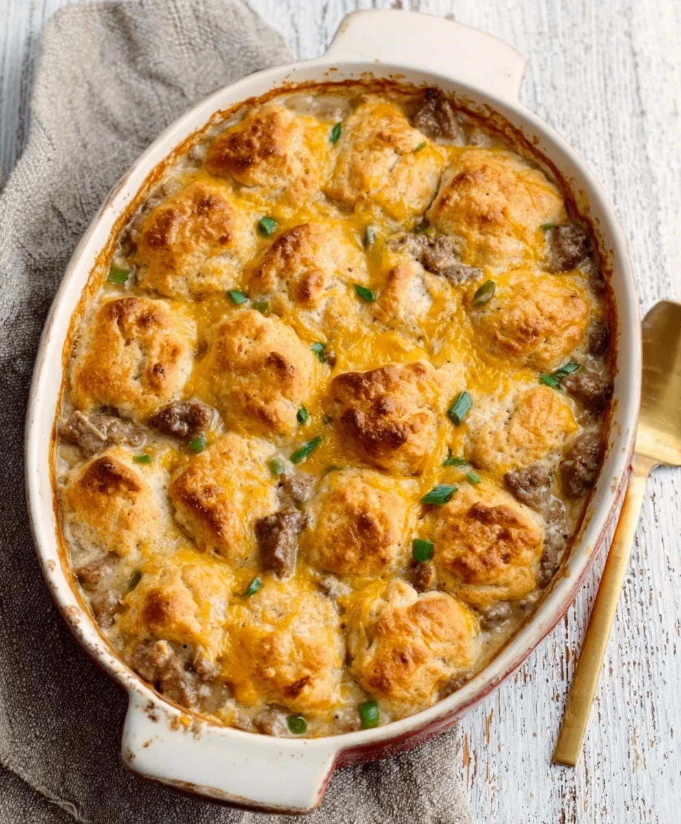 Easy Beef Biscuits and Gravy Casserole Recipe