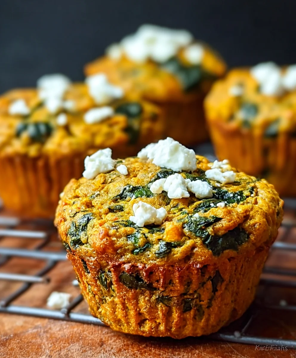 Pumpkin Spinach Feta Muffins-Savory Baked Bites