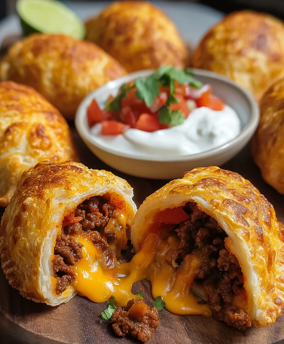 Air Fryer Cheesy Beef Taco Bombs - Quick & Easy