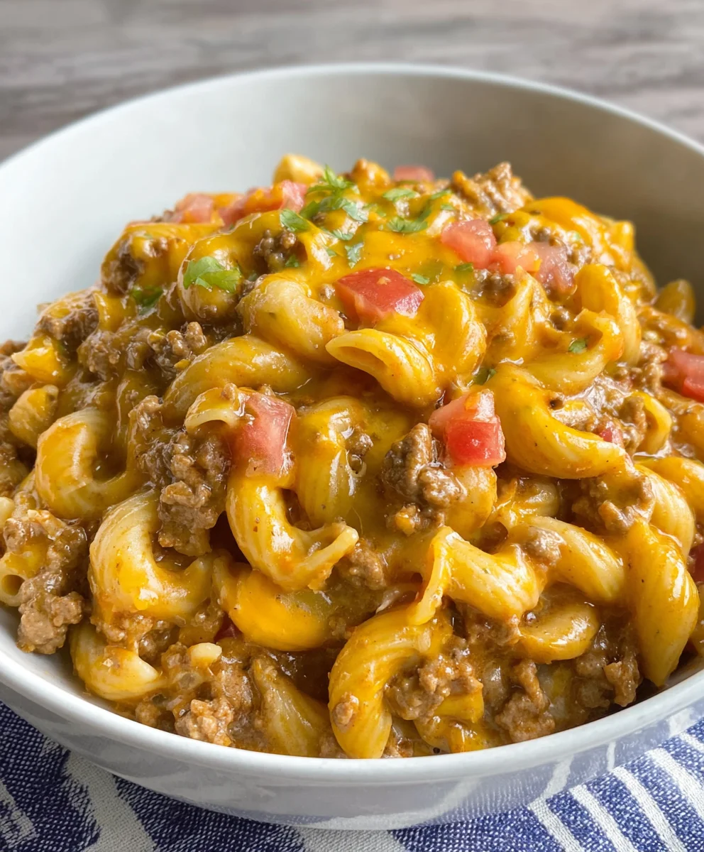 One Pot Cheesy Taco Mac- Easy Weeknight Meal