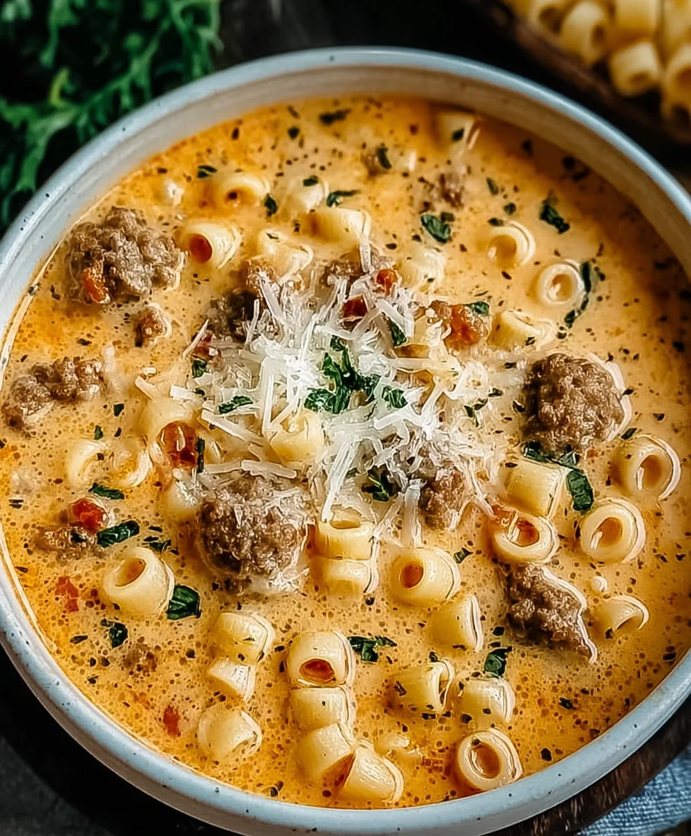 Creamy Beef Sausage Ditalini Soup - Easy Comfort