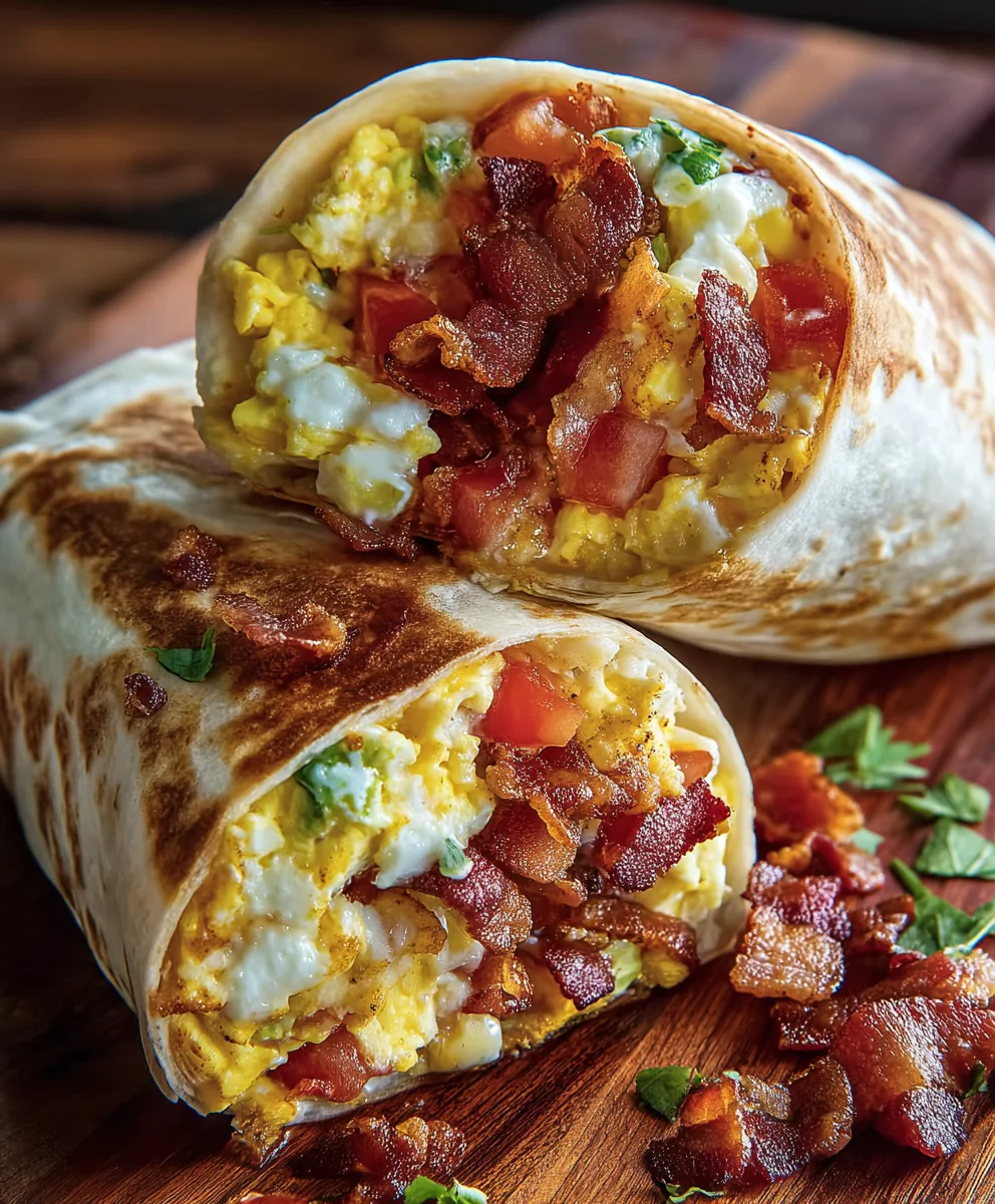 Best Beef Bacon Egg Cheese Breakfast Burrito Recipe