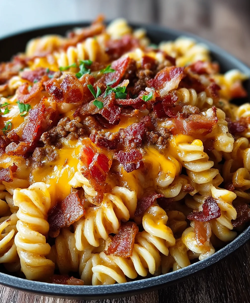 Beef Bacon Cheeseburger Pasta- Easy Dinner Recipe