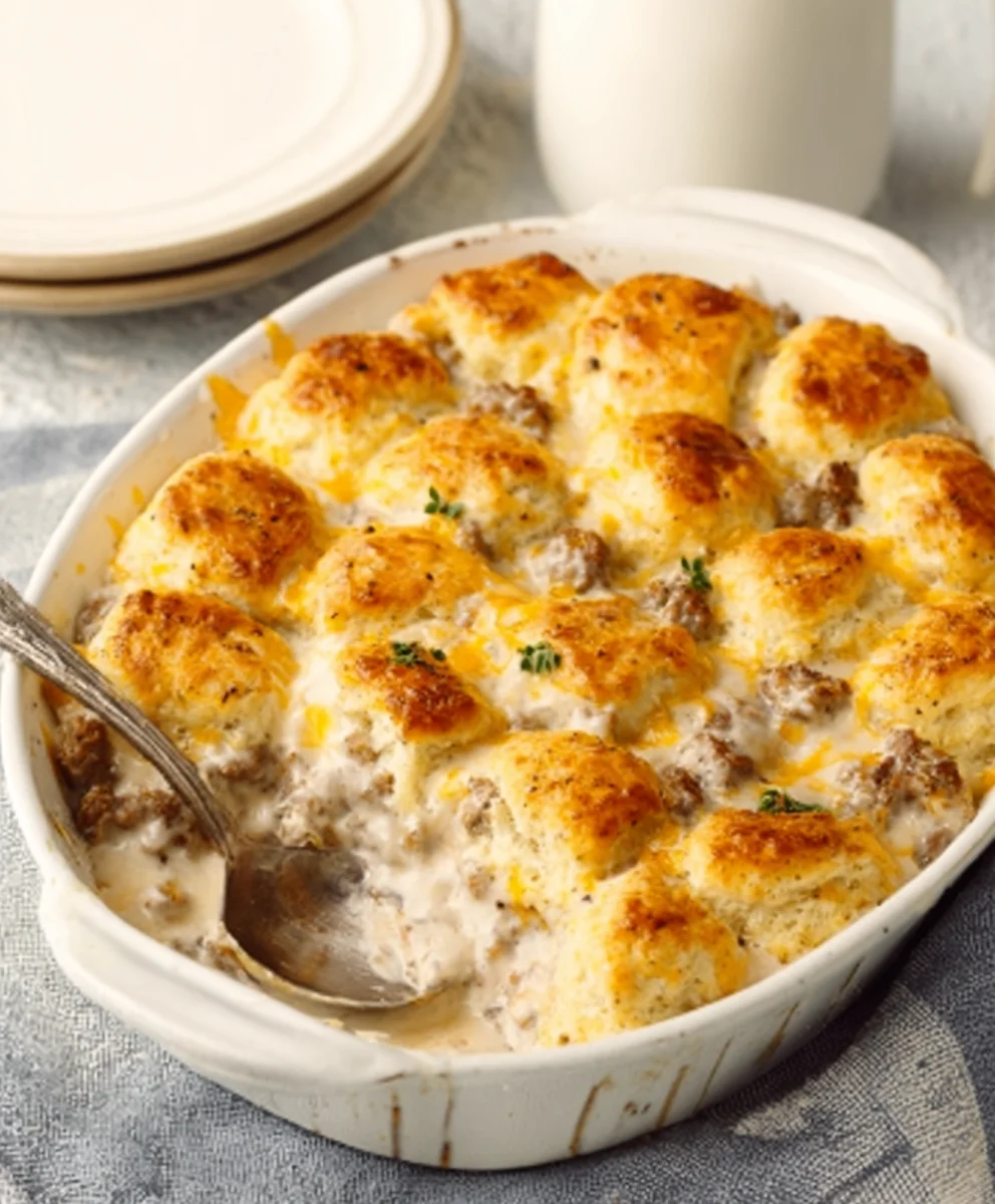 Easy Beef Biscuits and Gravy Casserole Recipe