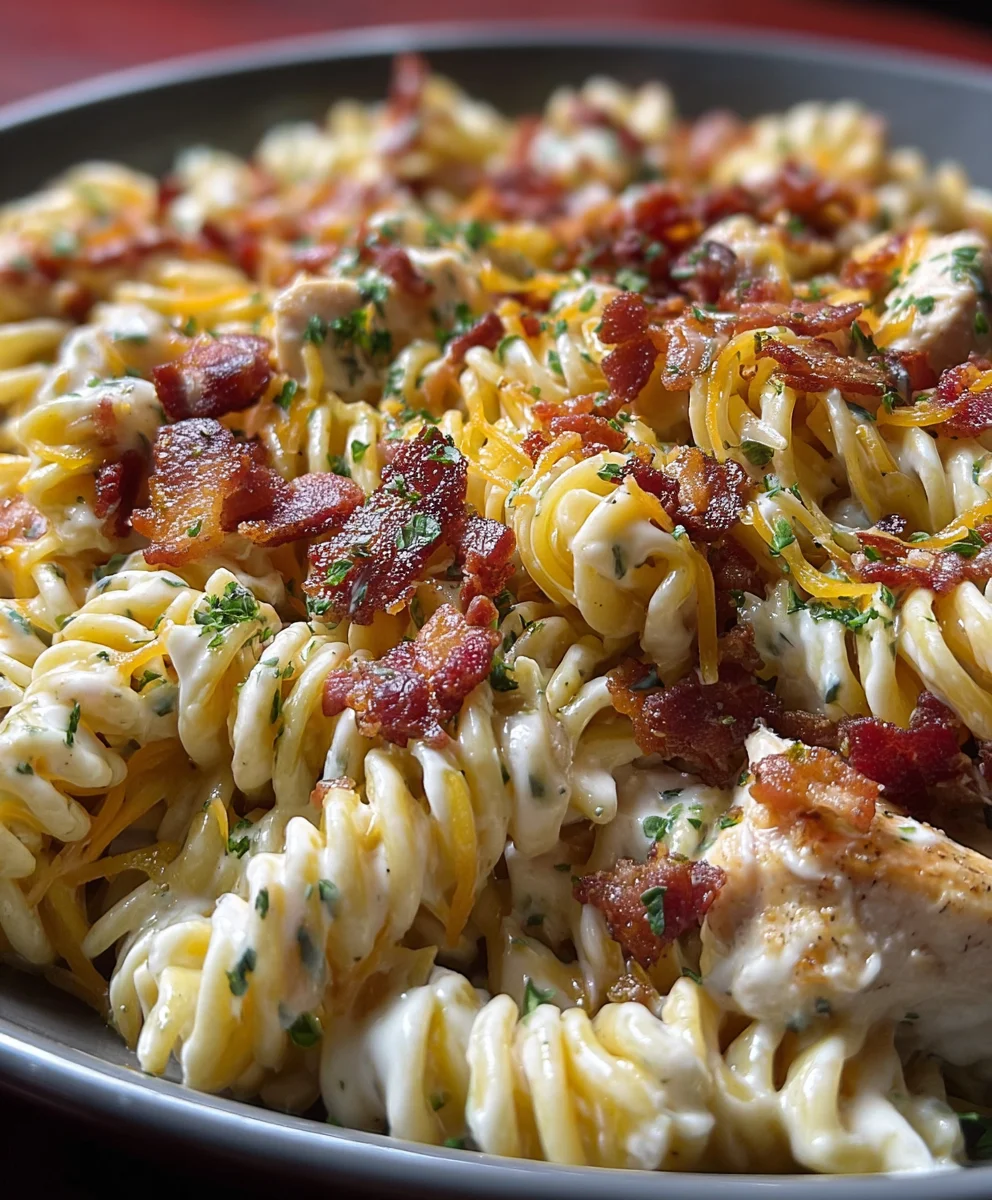 Chicken Beef Bacon Ranch Pasta-Easy Weeknight Dinner