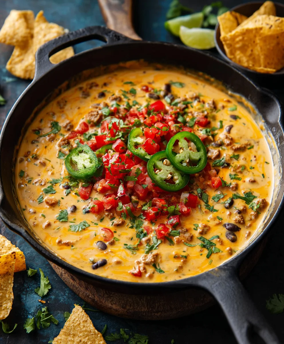 Easy Cowboy Queso Dip-Hearty Beef Recipe