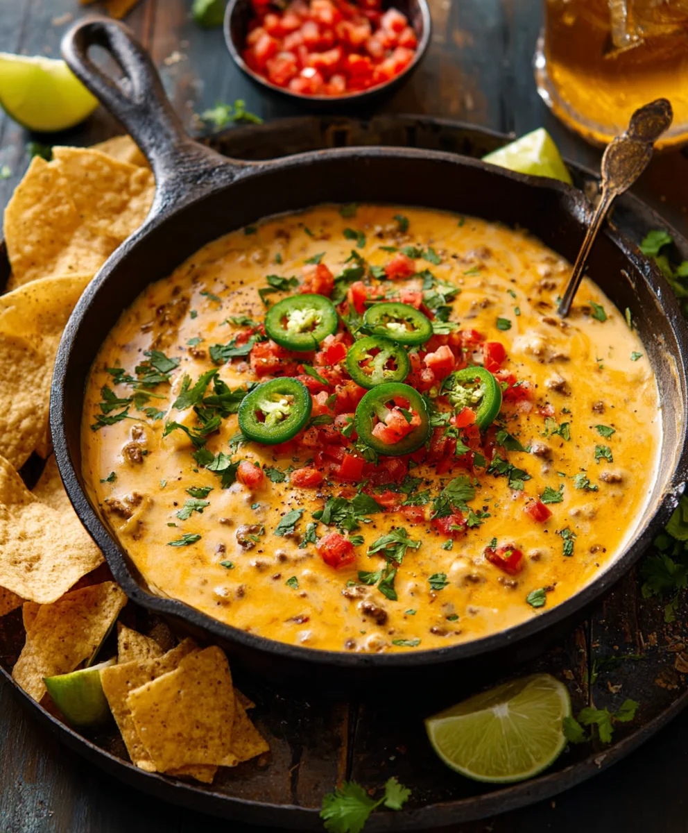 Easy Cowboy Queso Dip-Hearty Beef Recipe