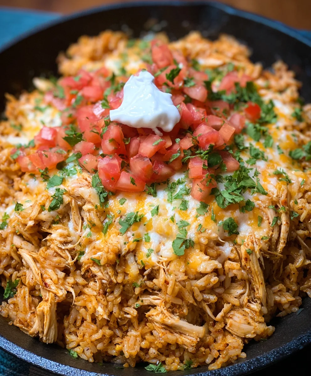 Cheesy Chicken Taco Rice- Easy One-Pan Dinner