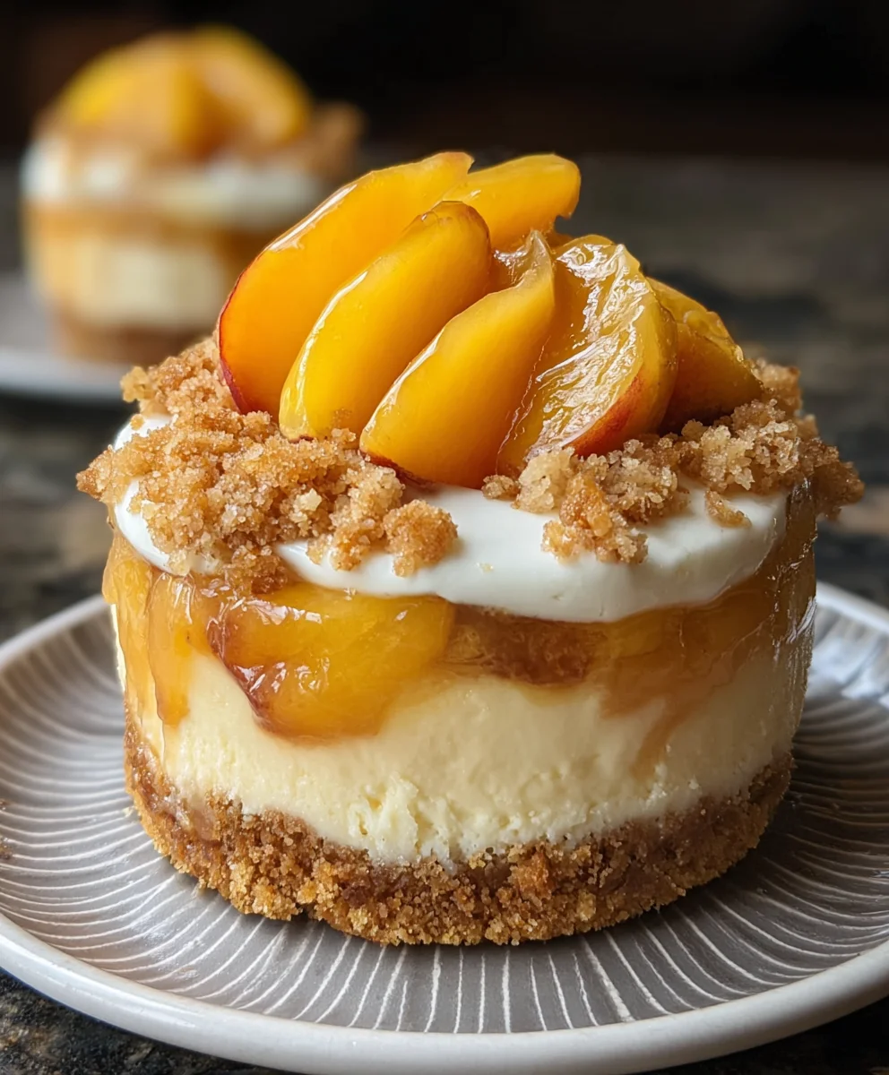 Stuffed Peach Cobbler Mini Cheesecake Delight