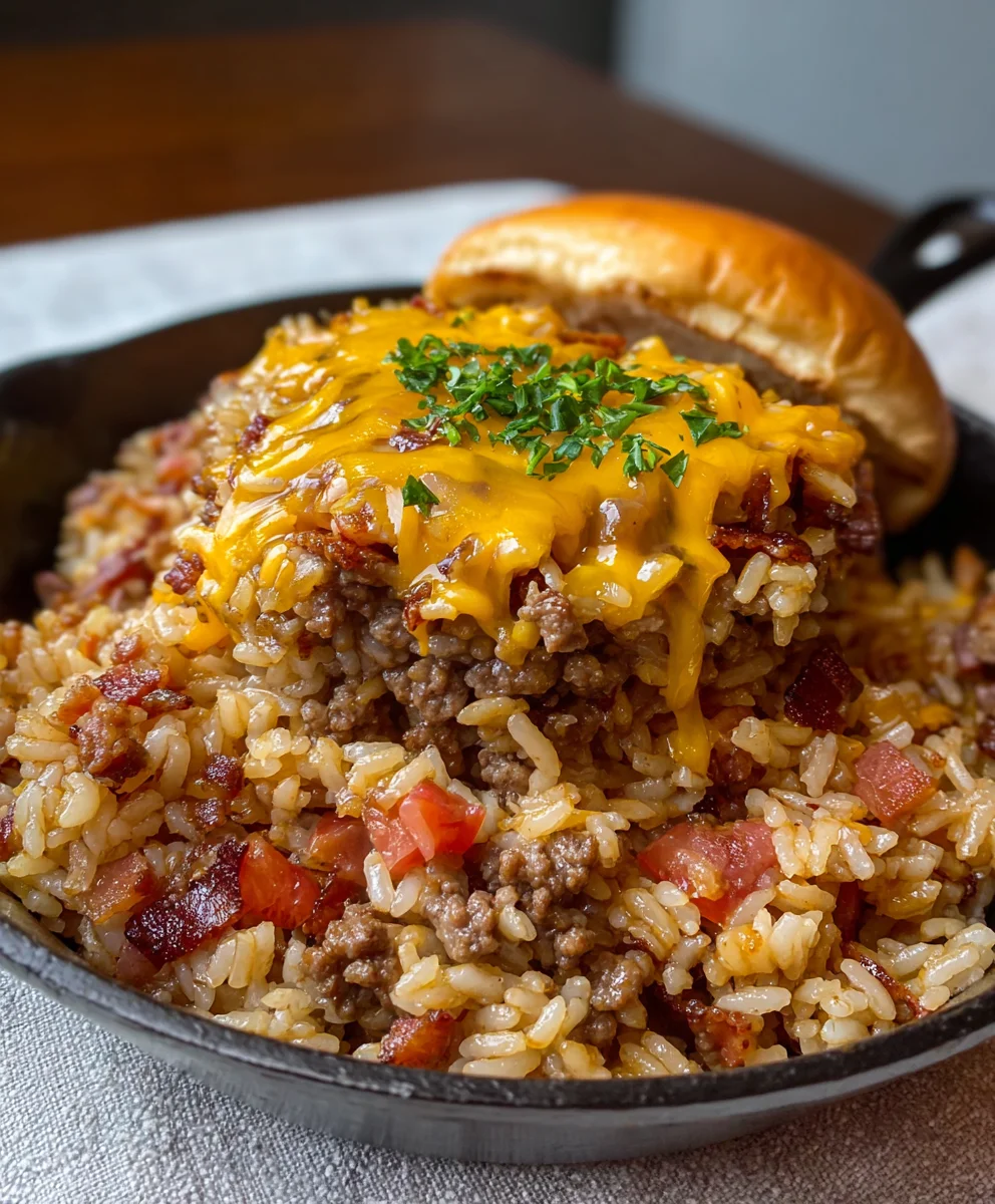 Beef Bacon Cheeseburger Rice- Easy Weeknight Meal