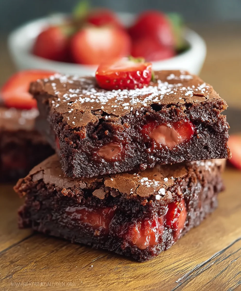 Luscious Chocolate Strawberry Brownies-Easy Recipe