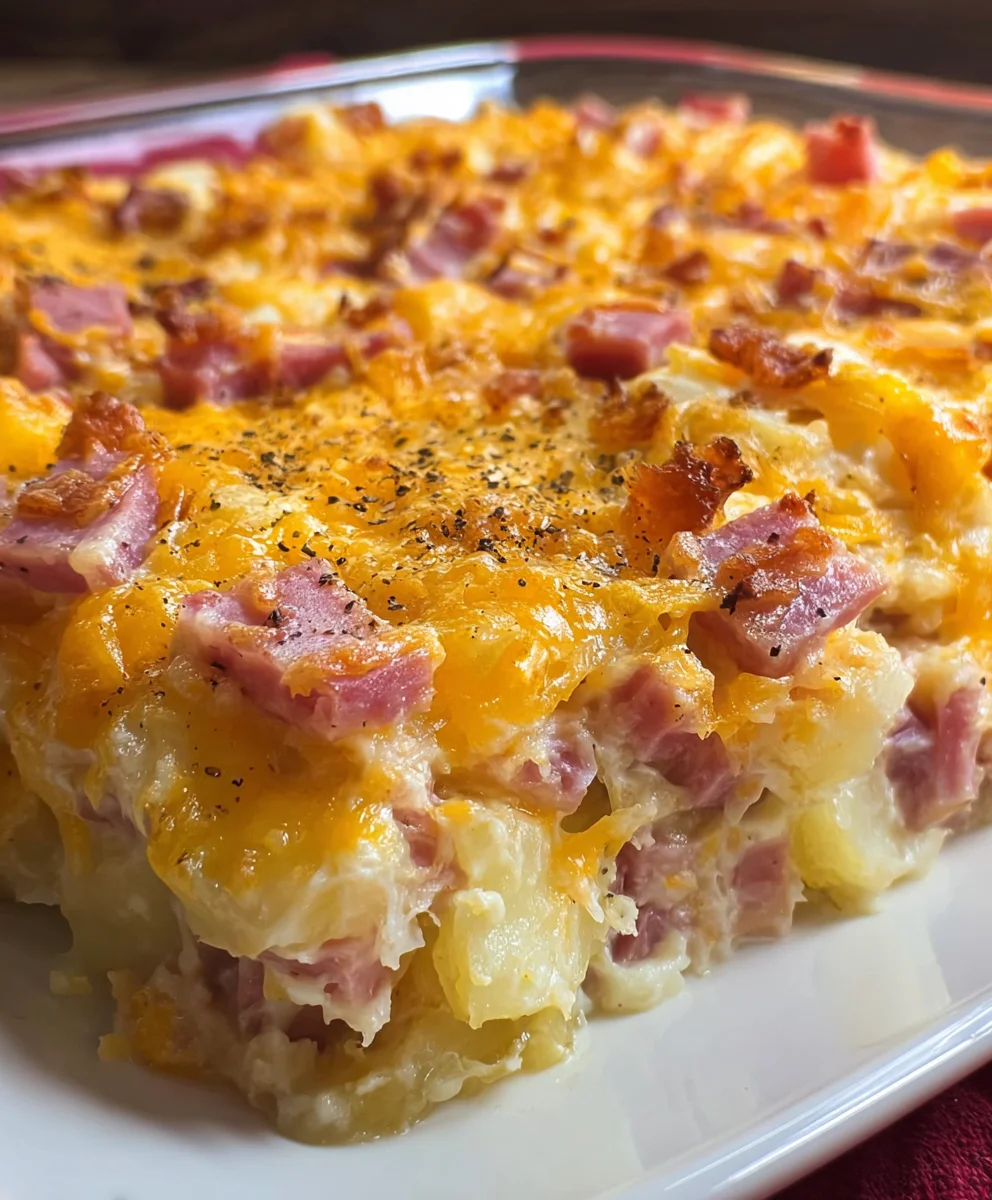 Cheesy Beef Ham Potato Casserole-Easy Comfort Food
