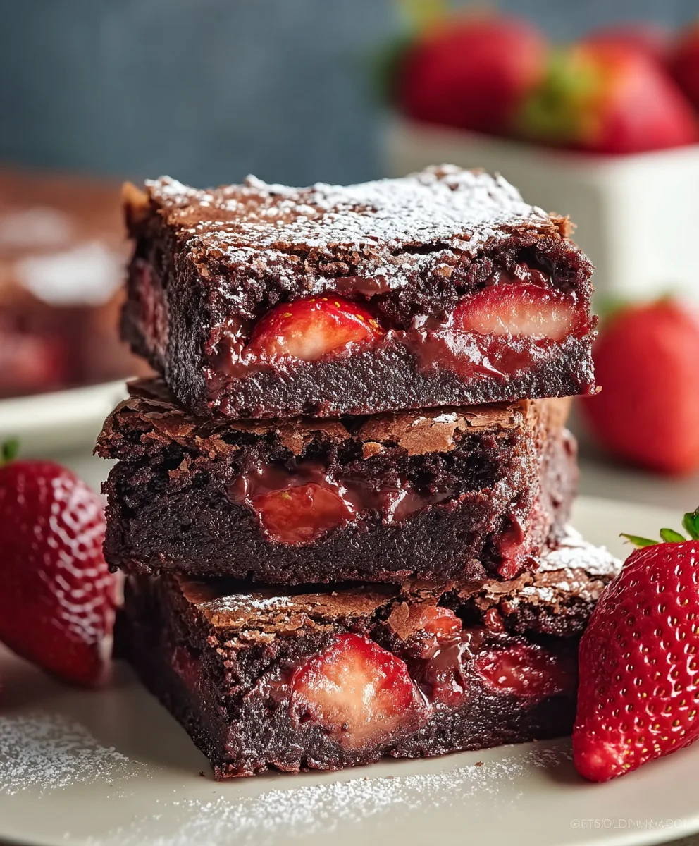 Luscious Chocolate Strawberry Brownies-Easy Recipe