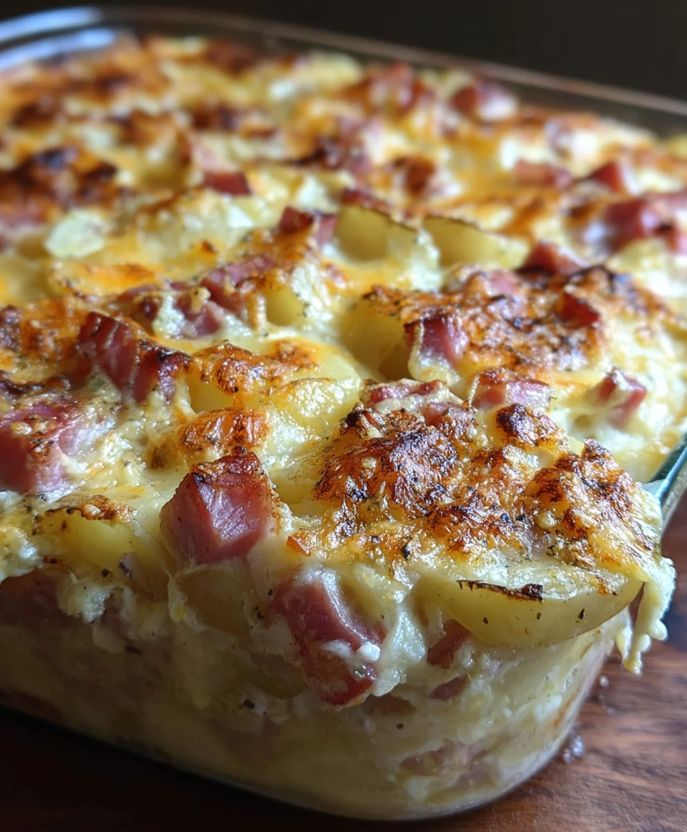 Cheesy Beef Ham Potato Casserole-Easy Comfort Food