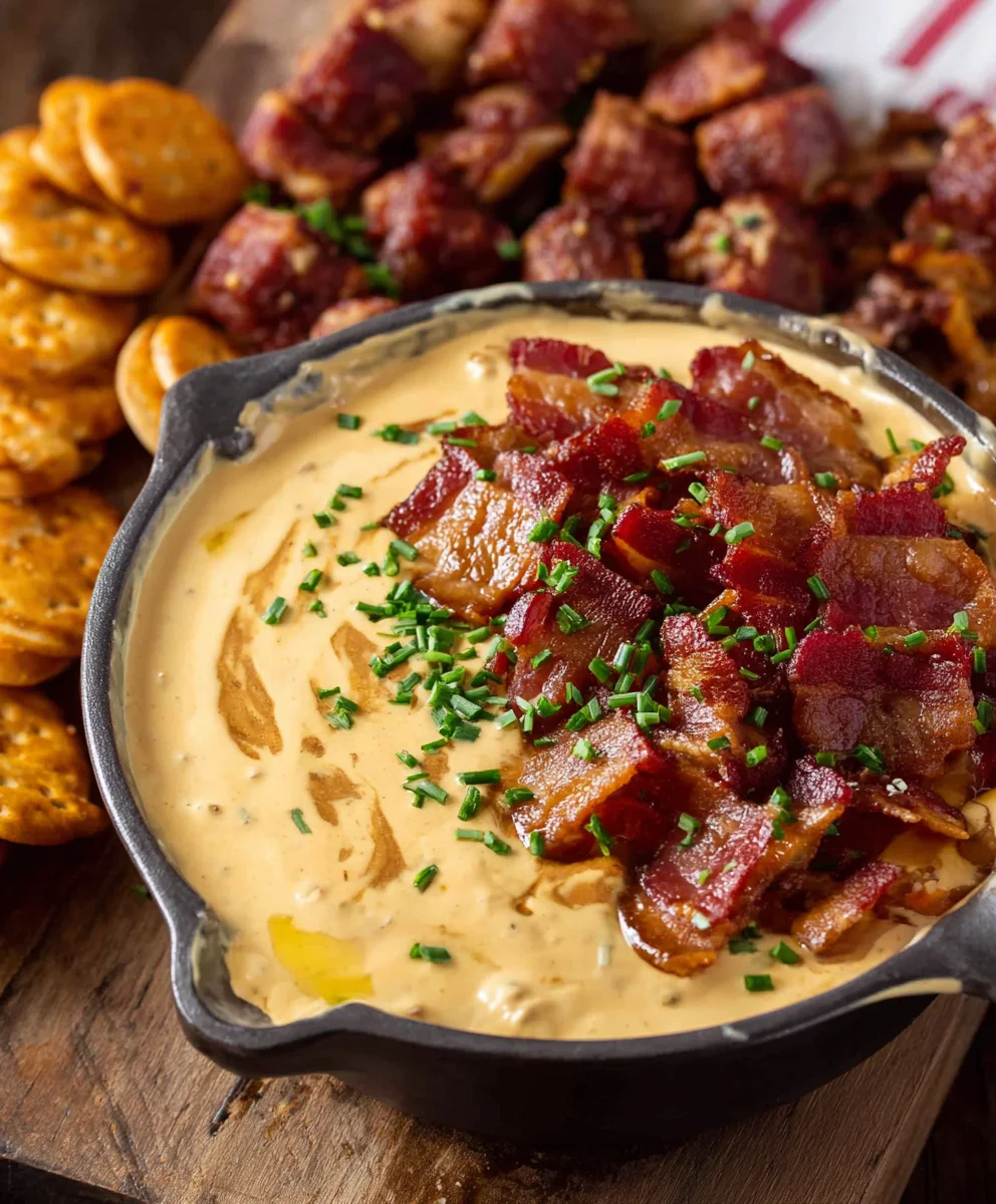 Non-Alcoholic Beer Cheese Dip with Beef Bacon