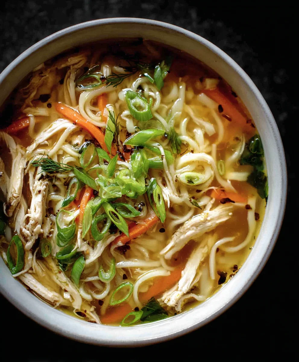 Aromatic Scallion Chicken Noodle Soup Delight