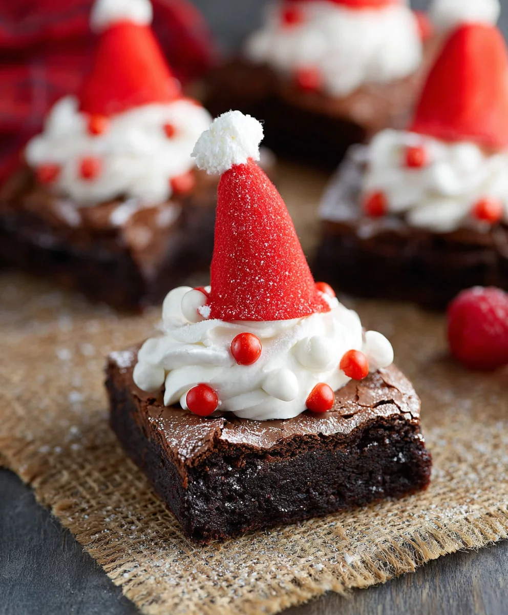 Santa Hat Brownies-Easy Festive Dessert Recipe