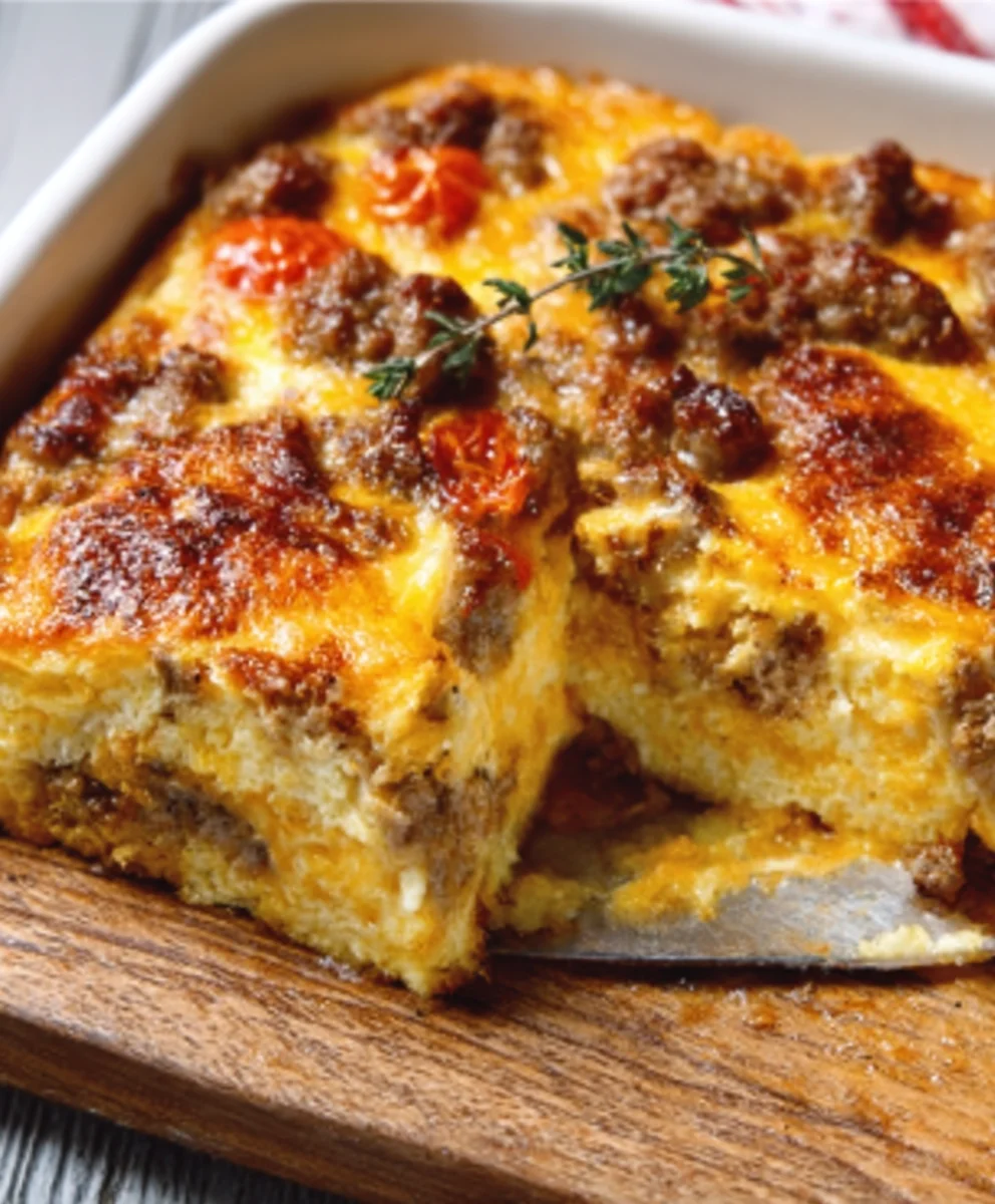 Sausage Pancake Casserole-Easy Family Breakfast Delight