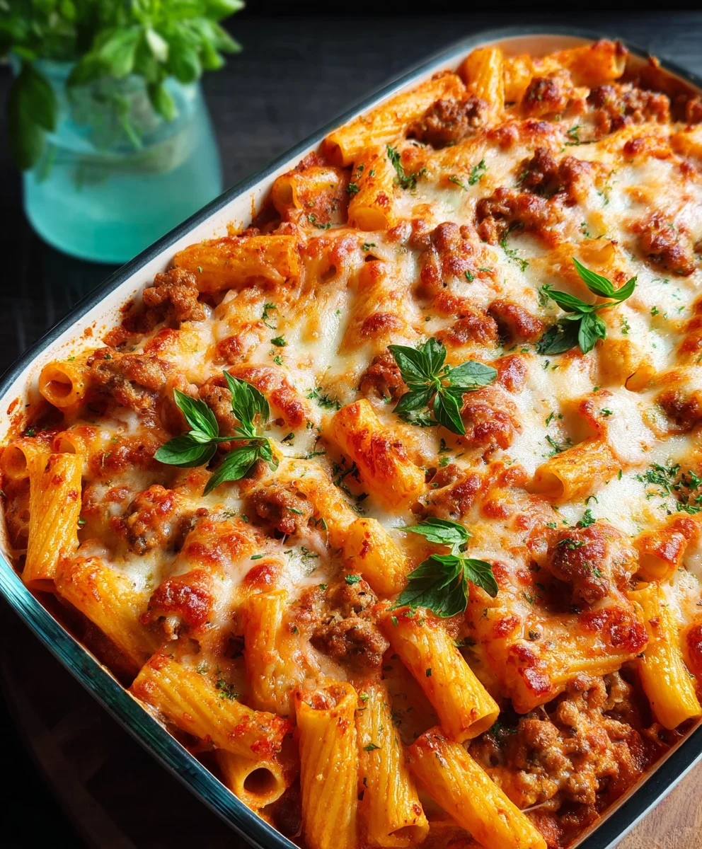 Easy Baked Rigatoni with Beef Sausage - Family Favorite