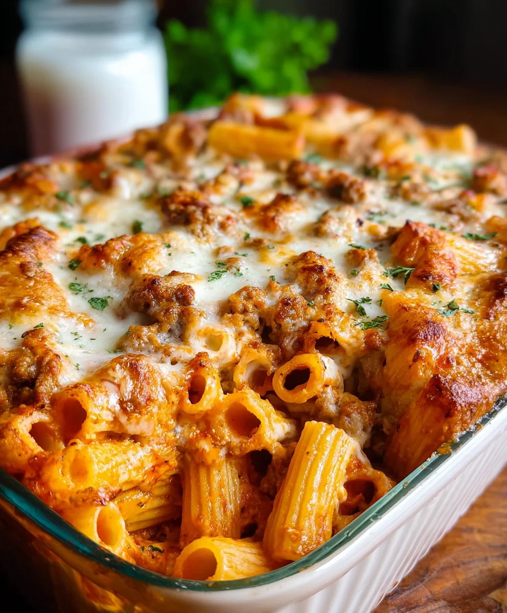 Easy Baked Rigatoni with Beef Sausage - Family Favorite