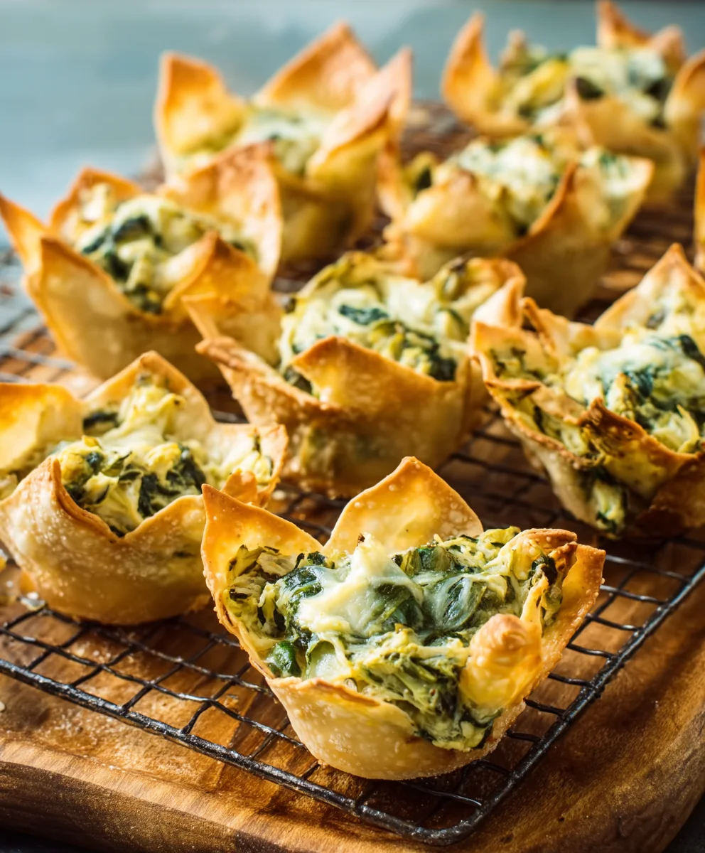 Spinach Artichoke Wonton Cups Easy Appetizer Recipe