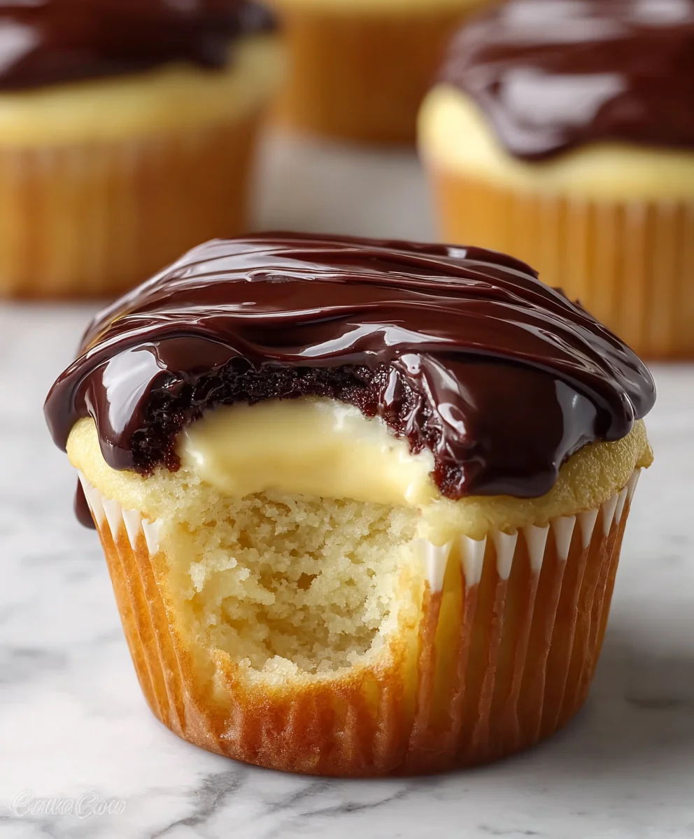 Boston Cream Pie Cupcakes-Decadent Dessert Bites