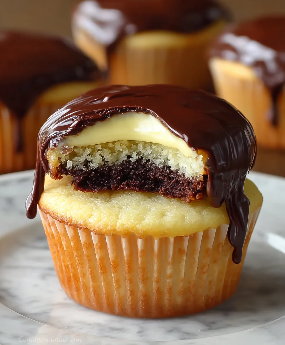 Boston Cream Pie Cupcakes-Decadent Dessert Bites
