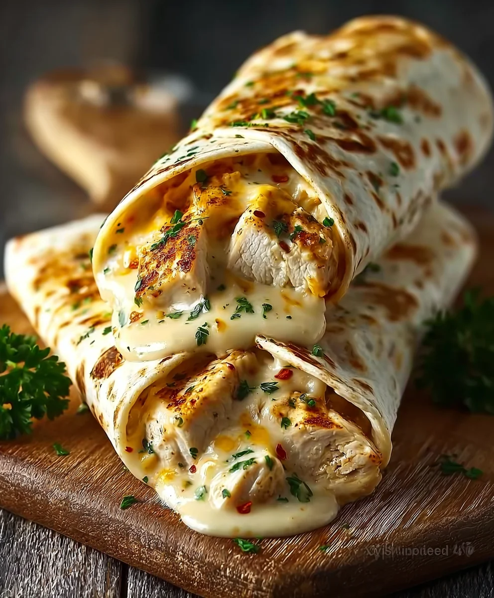 Cheesy Garlic Chicken Wraps- Easy & Delicious Recipe