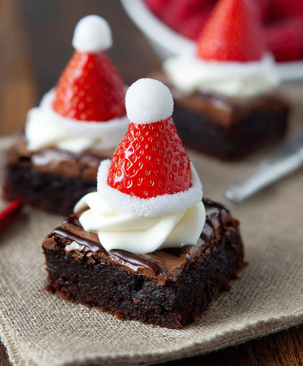 Santa Hat Brownies-Easy Festive Dessert Recipe