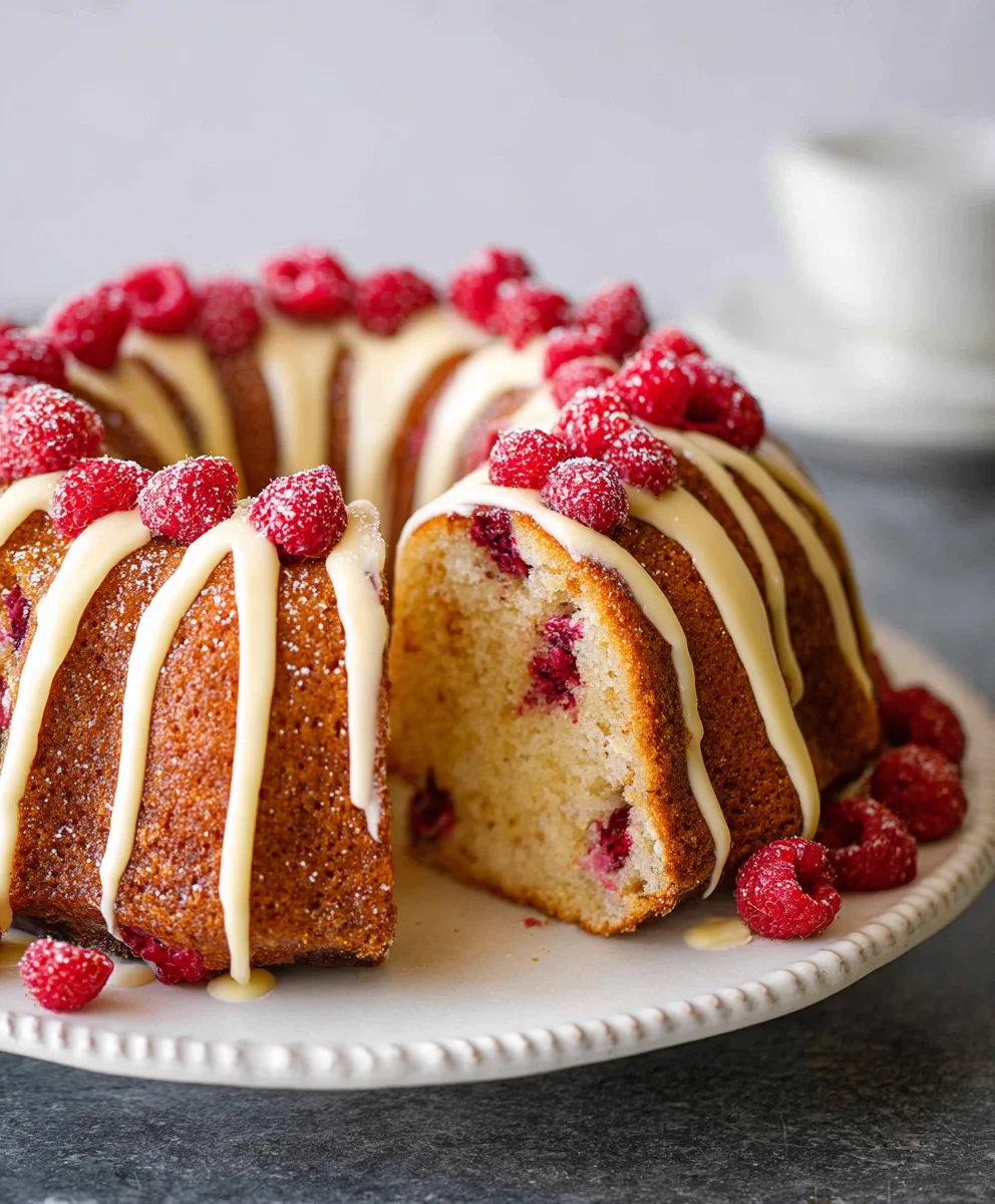 Raspberry White Chocolate Bundt Cake - Delicious Treat