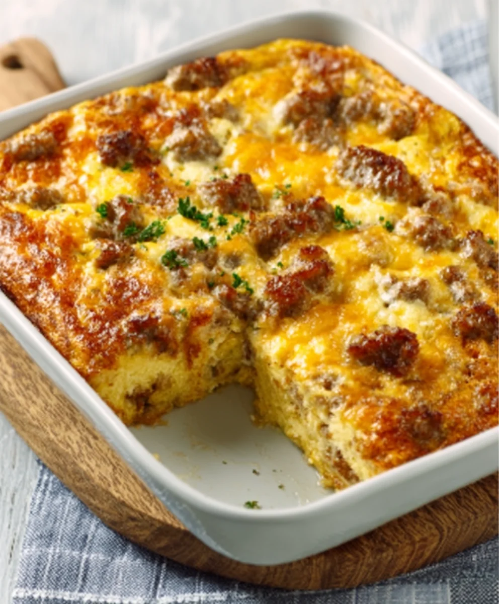 Sausage Pancake Casserole-Easy Family Breakfast Delight
