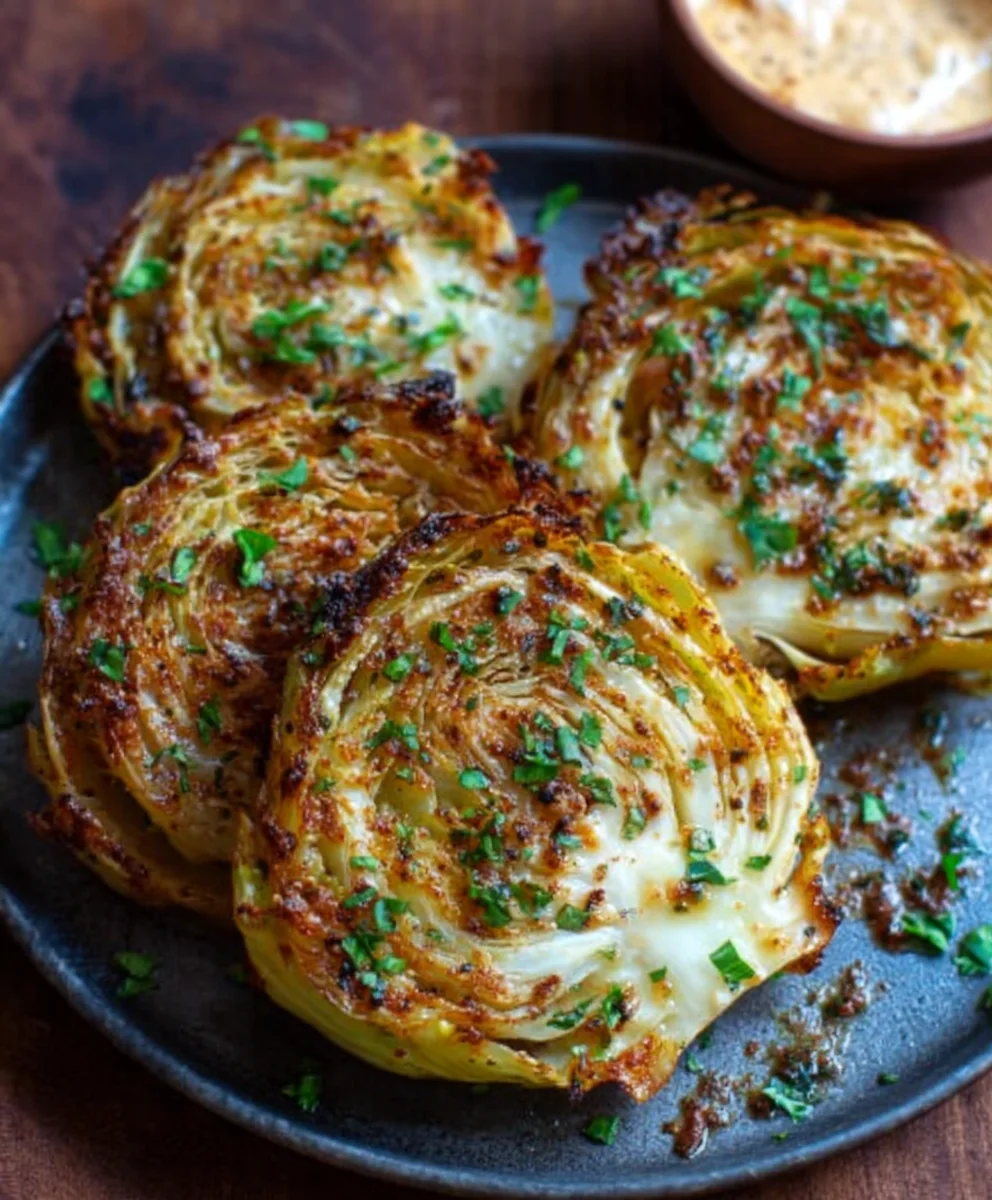 Oven Roasted Garlic Cabbage Steaks-Easy & Delicious