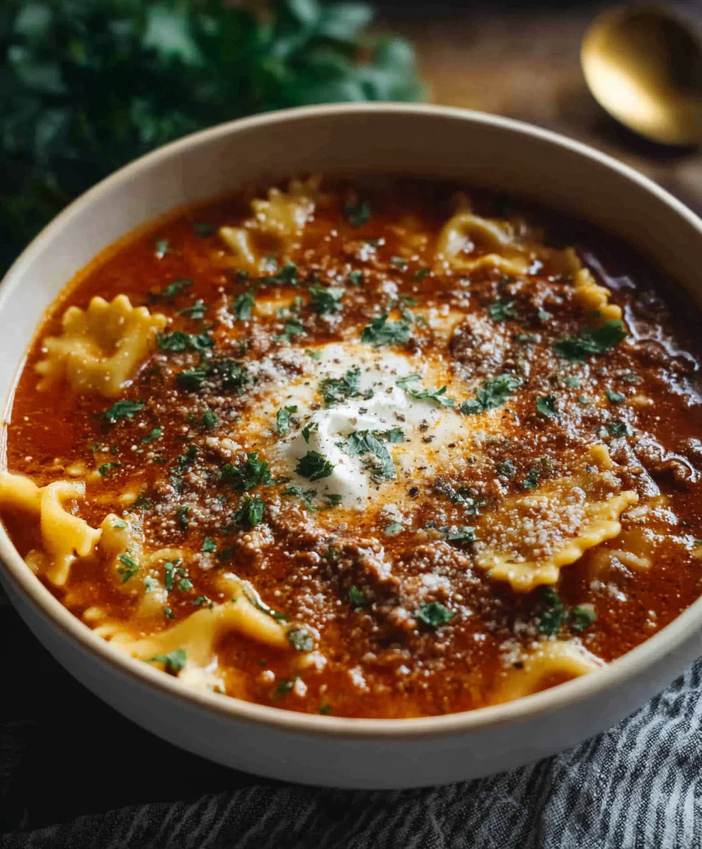 One Pot Lasagna Soup - Easy Beef Dinner Recipe