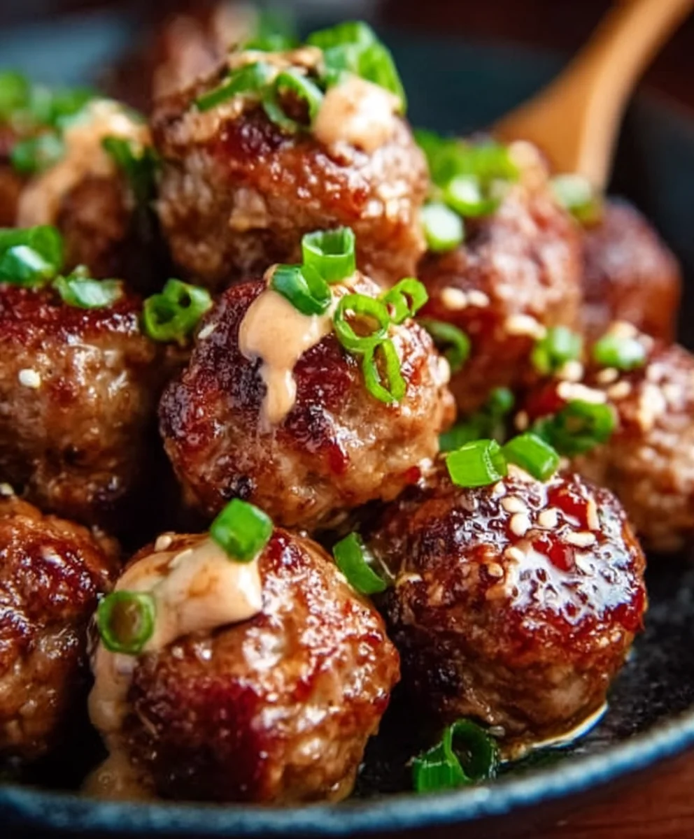 Korean BBQ Beef Meatballs-Spicy Mayo Dip