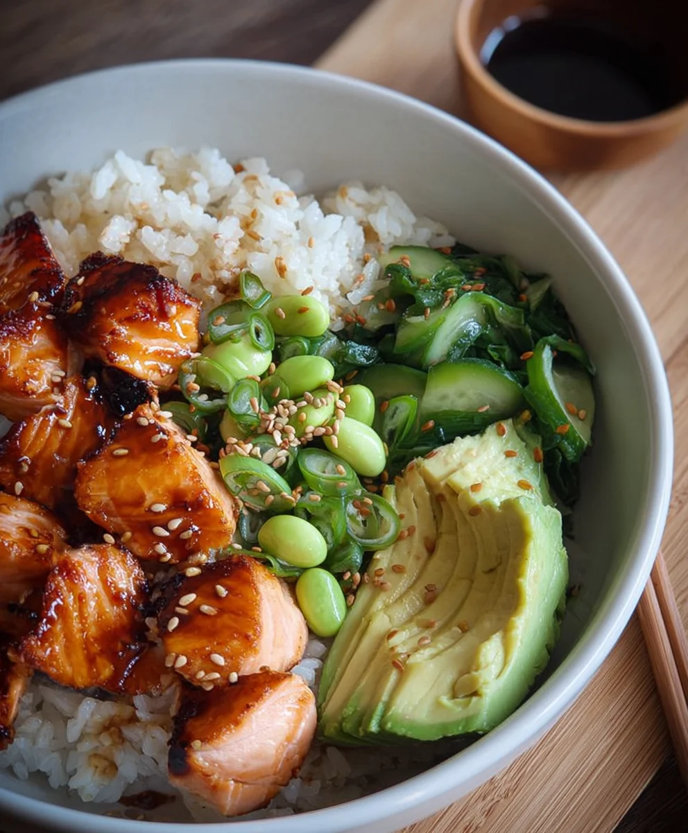 Easy Teriyaki Salmon Sushi Bowl - Gluten Free