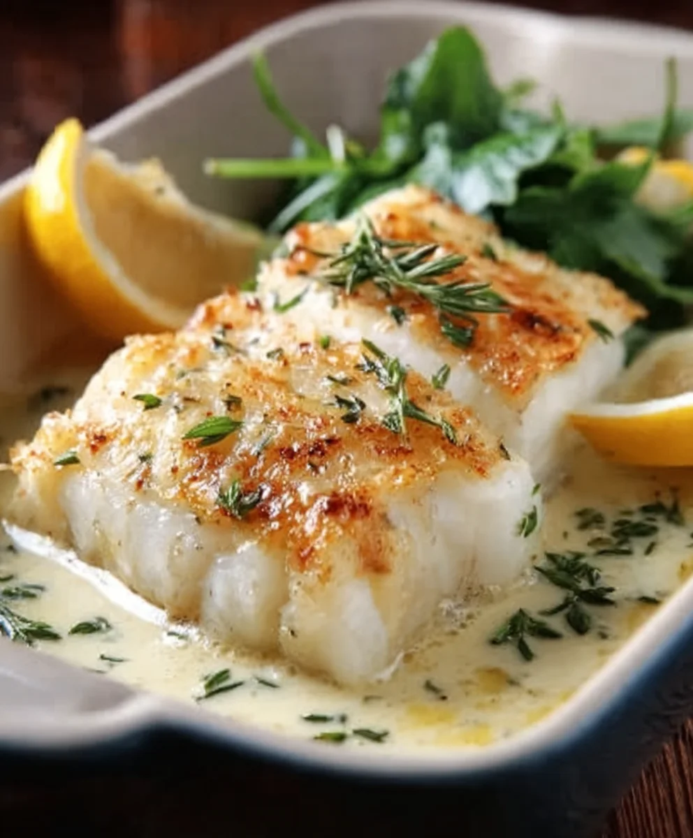 Baked Cod in Creamy Coconut Lemon Sauce
