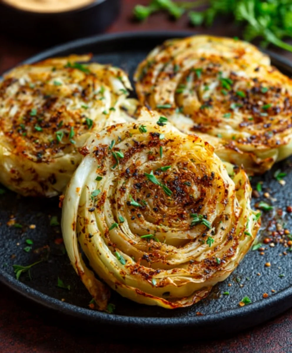 Oven Roasted Garlic Cabbage Steaks-Easy & Delicious