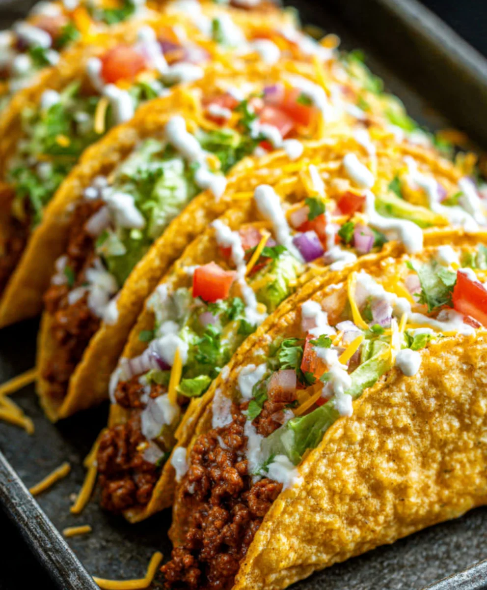Crispy Cheesy Beef Tacos - Oven Baked & Loaded