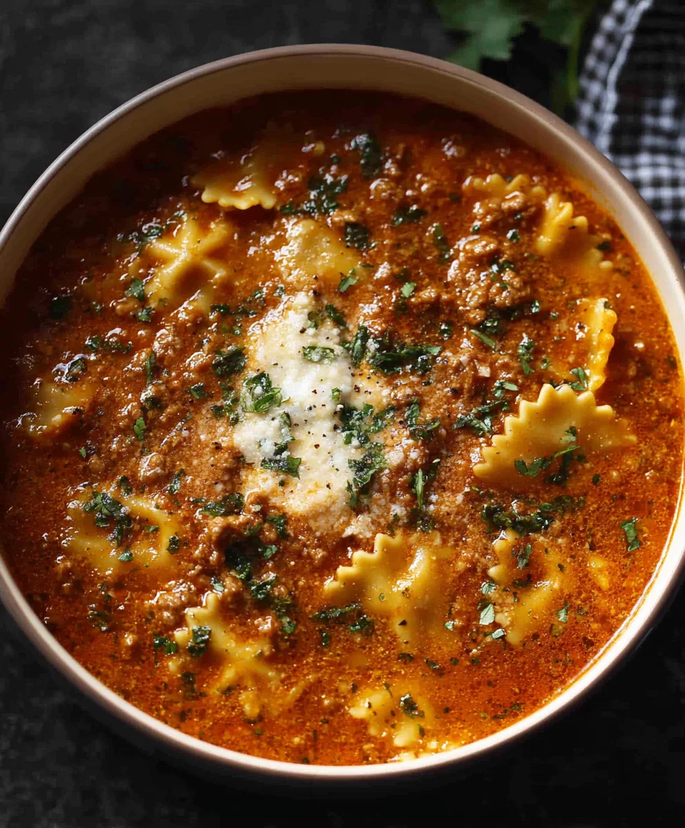 One Pot Lasagna Soup - Easy Beef Dinner Recipe