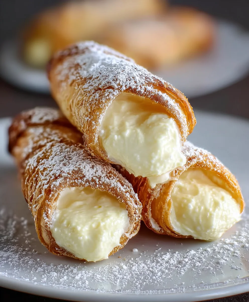 Easy Italian Cream Stuffed Cannoncini Dessert Recipe