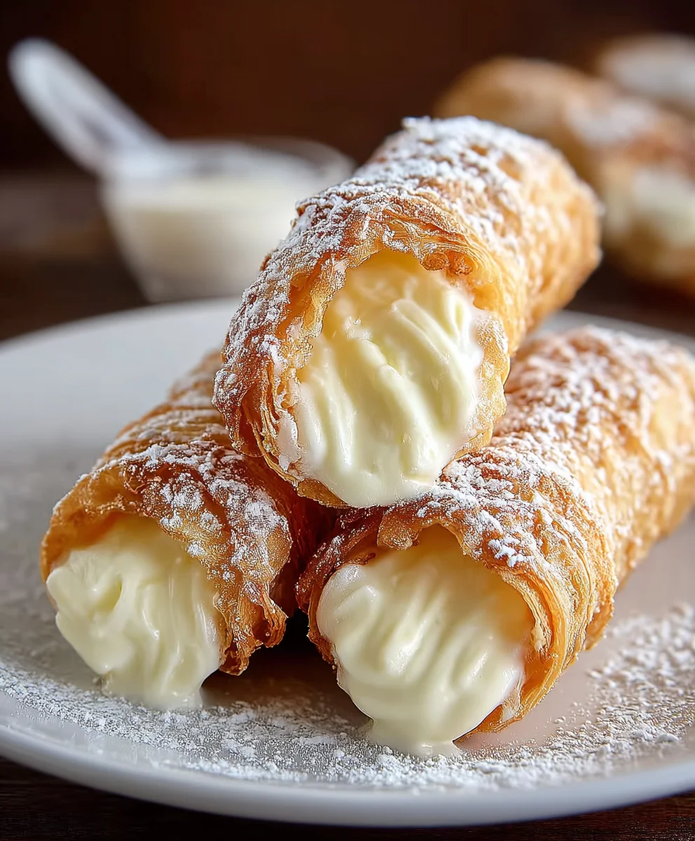 Easy Italian Cream Stuffed Cannoncini Dessert Recipe