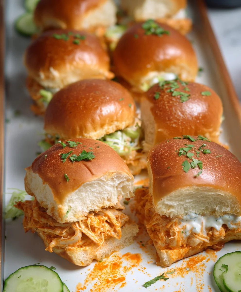 Spicy Buffalo Chicken Sliders- Quick & Easy Appetizer