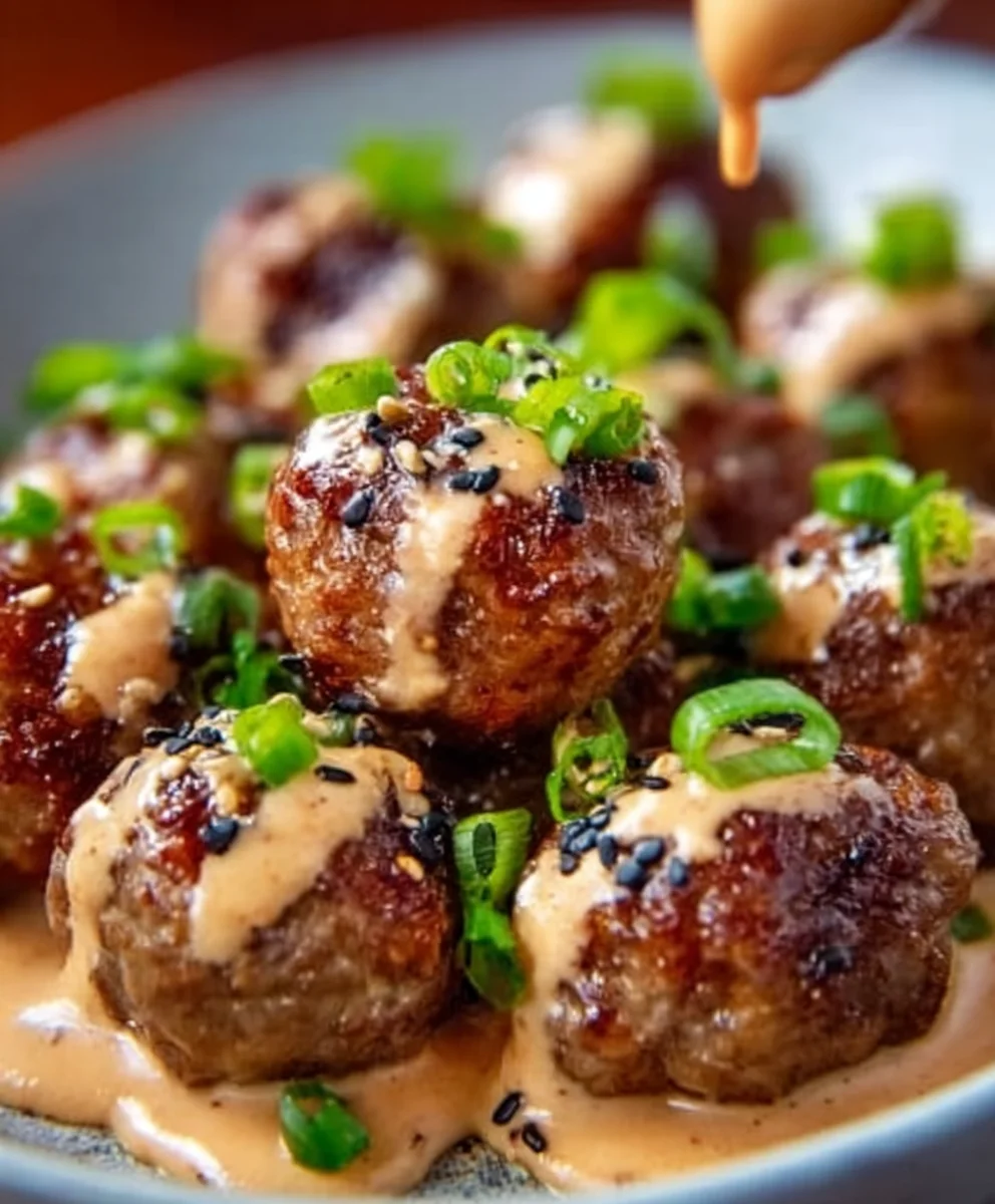 Korean BBQ Beef Meatballs Spicy Mayo Dip Recipe