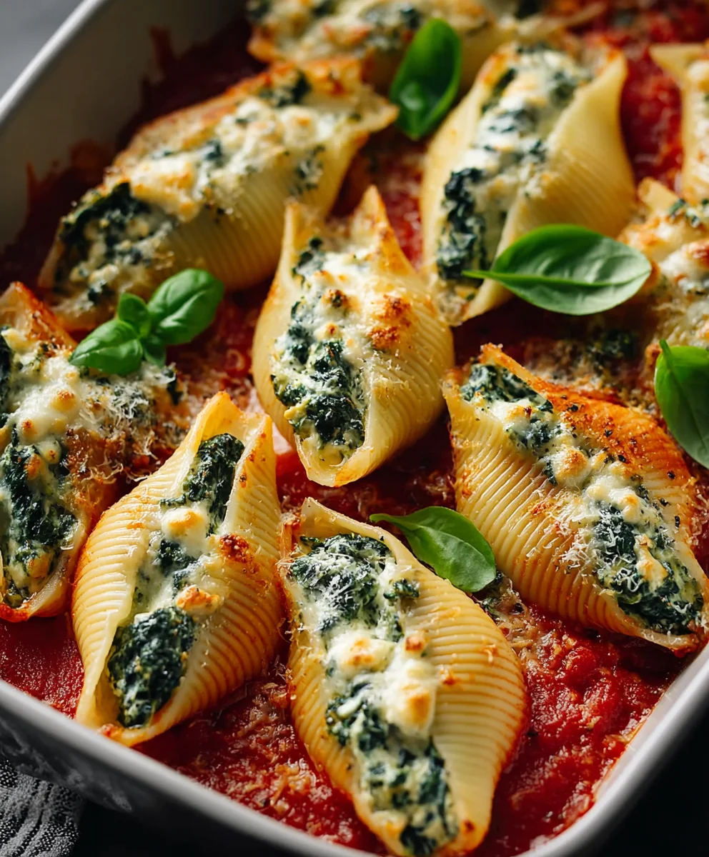 Spinach Ricotta Stuffed Shells - Easy Dinner Recipe