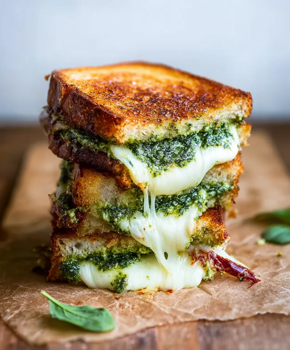 Sourdough Pesto Grilled Cheese - Delicious Comfort Food