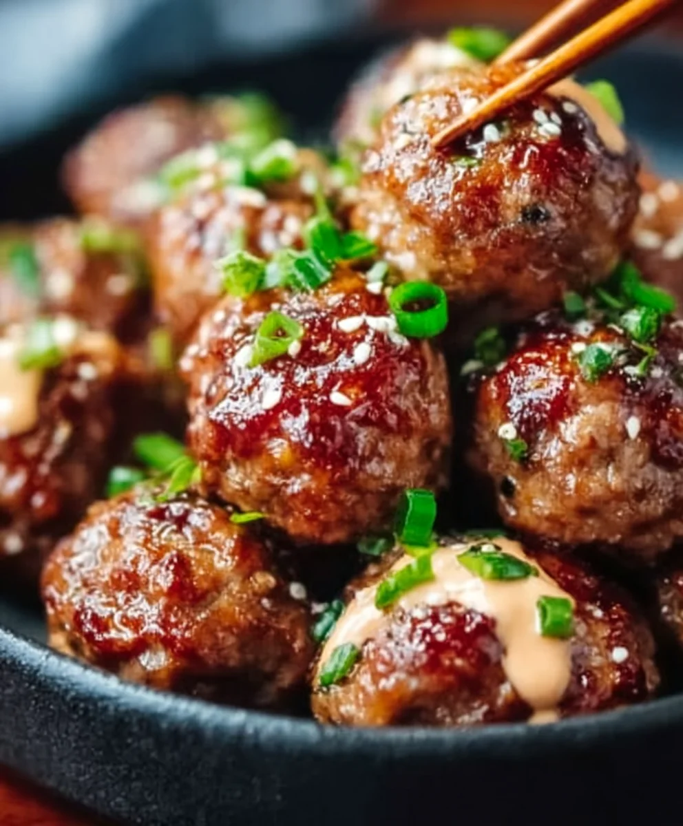 Korean BBQ Beef Meatballs Spicy Mayo Dip Recipe