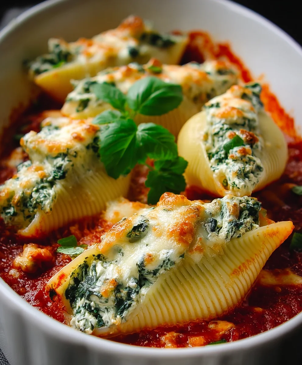 Spinach Ricotta Stuffed Shells - Easy Dinner Recipe