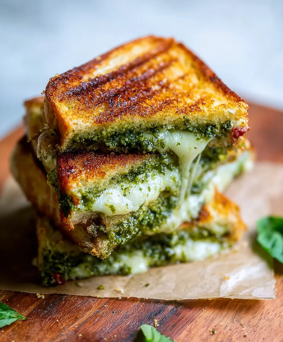 Sourdough Pesto Grilled Cheese - Delicious Comfort Food