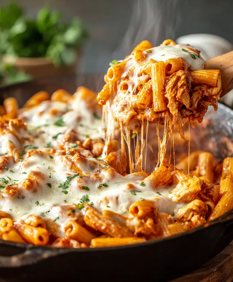 Easy Chicken Parmesan Pasta Skillet