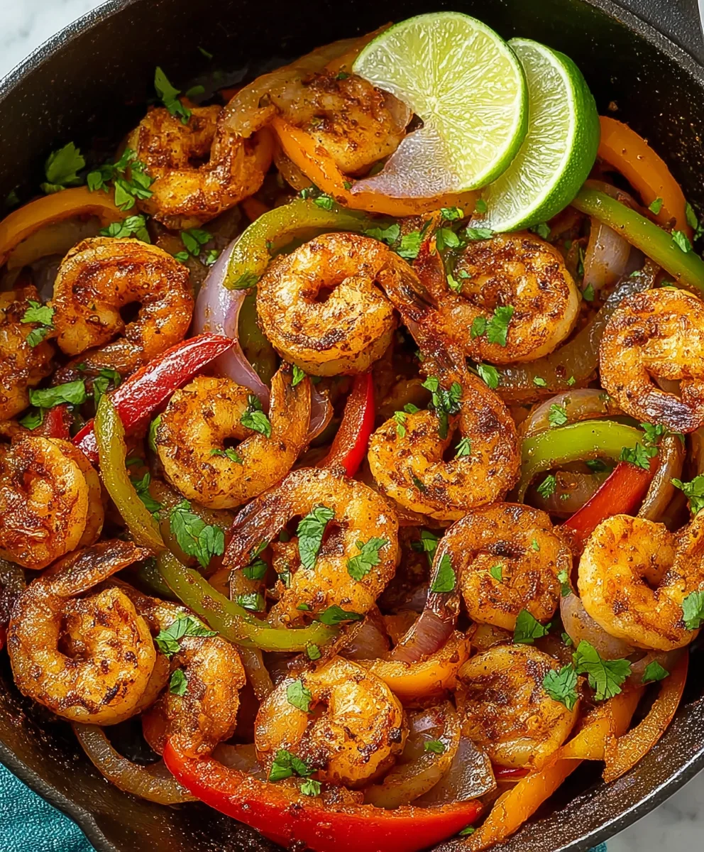 Easy Skillet Shrimp Fajitas- Dinner in Minutes